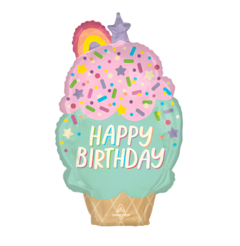 Anagram 30" Pink & Green Ice Cream Foil Balloon